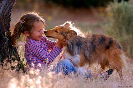 child and dog